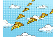 Pizza slice like bird pop art vector illustration