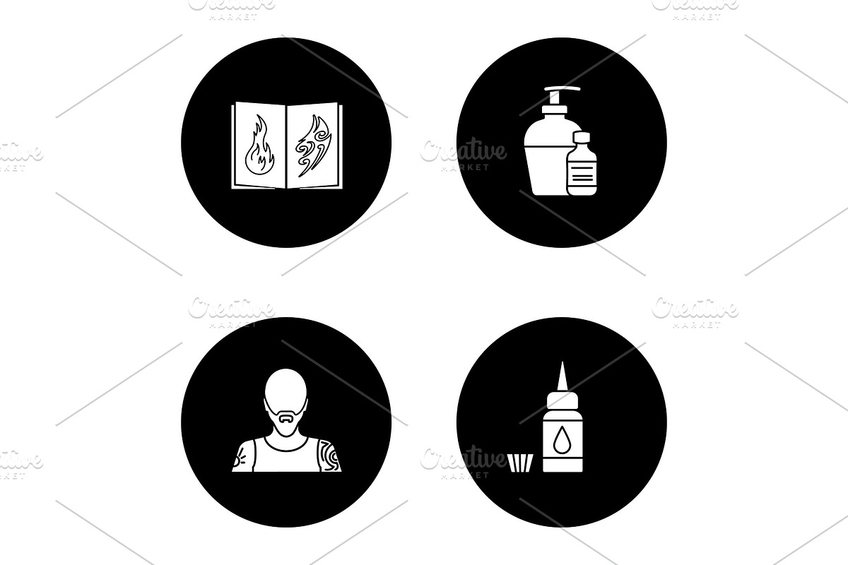 Tattoo studio glyph icons set in Graphics - product preview 8