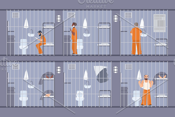 Prisoners behind the bars