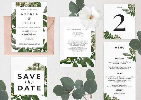 BOTANICAL WEDDING SUITE in Stationery Templates - product preview 1