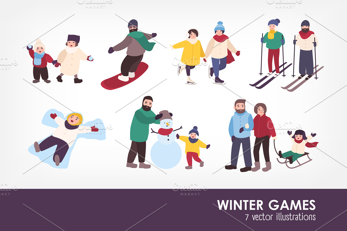 People play winter games in Illustrations - product preview 8