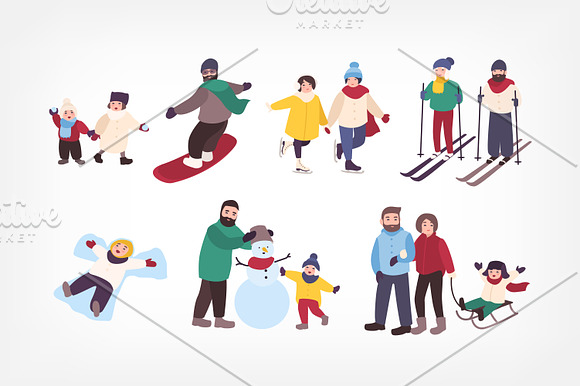 People play winter games in Illustrations - product preview 1