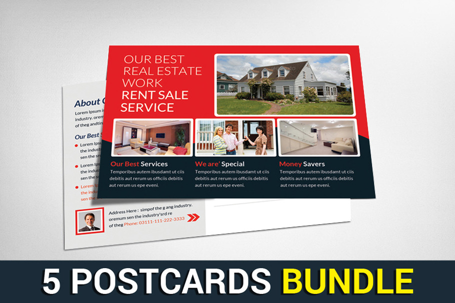 5 Real Estate Postcards Bundle