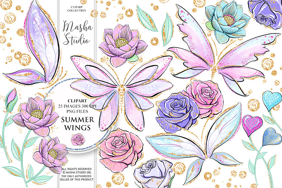 SUMMER WINGS clipart in Illustrations - product preview 8