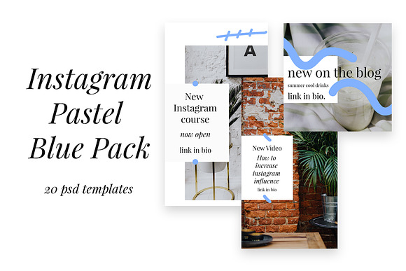Instagram Pastel Blue Pack  in Instagram Templates - product preview 6