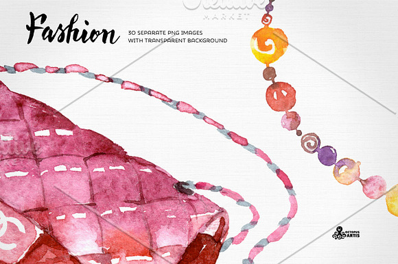 Fashion Watercolor Clipart in Objects - product preview 2
