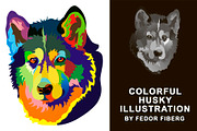 Rainbow illustration of colorful dog