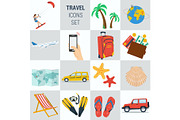 Travel vacation square 15 icons