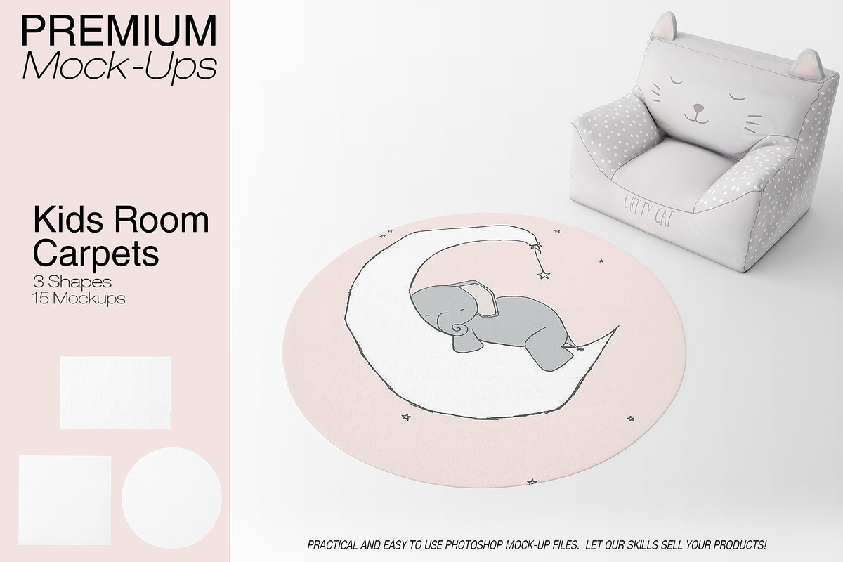 3 Types of Carpets in Kids Room Pack in Product Mockups - product preview 8