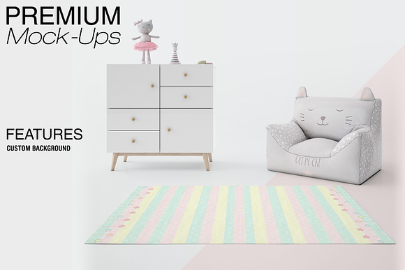 3 Types of Carpets in Kids Room Pack in Product Mockups - product preview 2