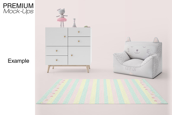 3 Types of Carpets in Kids Room Pack in Product Mockups - product preview 6