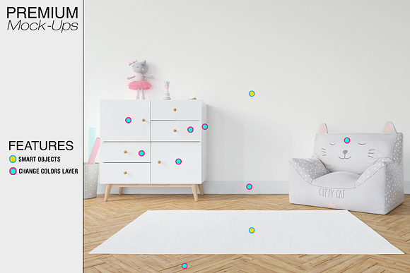 3 Types of Carpets in Kids Room Pack in Product Mockups - product preview 25