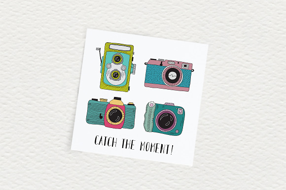 Set of cameras with letterings. in Illustrations - product preview 3