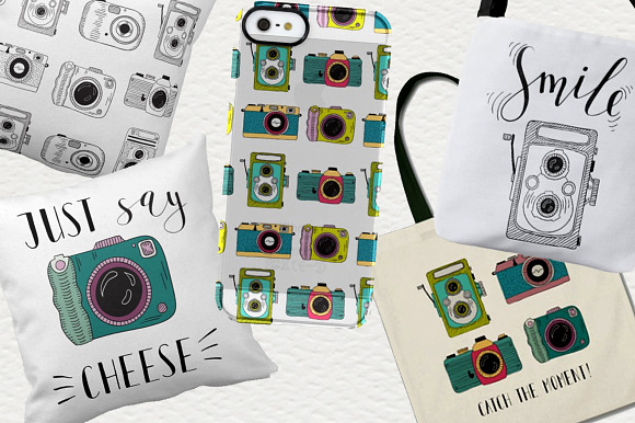 Set of cameras with letterings. in Illustrations - product preview 4