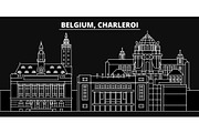 Charleroi silhouette skyline. Belgium - Charleroi vector city, belgian linear architecture, buildings. Charleroi travel illustration, outline landmarks. Belgium flat icon, belgian line banner