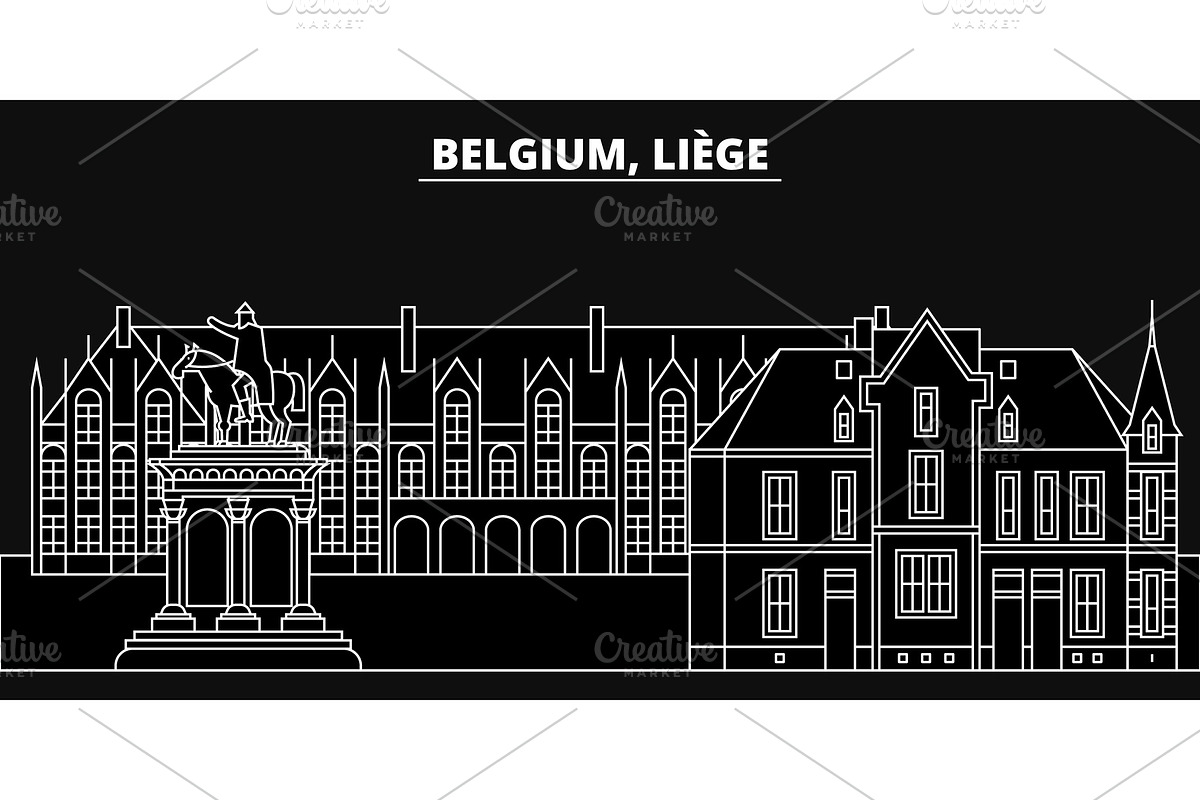 Liege silhouette skyline. Belgium - Liege vector city, belgian linear architecture, buildings. Liege line travel illustration, landmarks. Belgium flat icon, belgian outline design banner in Illustrations - product preview 8