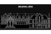 Liege silhouette skyline. Belgium - Liege vector city, belgian linear architecture, buildings. Liege line travel illustration, landmarks. Belgium flat icon, belgian outline design banner