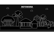 Botswana silhouette skyline, Botswana vector city, botswanan linear architecture, buildingline travel illustration, landmarkflat icon, botswanan outline design banner