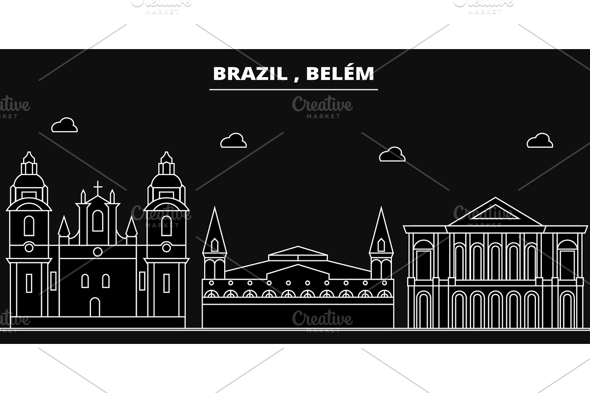Belem silhouette skyline. Brazil - Belem vector city, brazilian linear architecture, buildings. Belem travel illustration, outline landmarks. Brazil flat icon, brazilian line banner in Illustrations - product preview 8