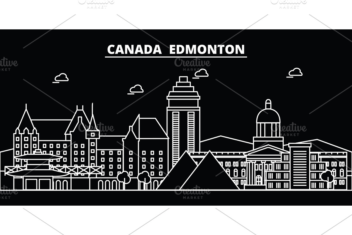 Edmonton silhouette skyline. Canada - Edmonton vector city, canadian linear architecture, buildings. Edmonton travel illustration, outline landmarks. Canada flat icon, canadian line banner in Illustrations - product preview 8
