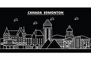 Edmonton silhouette skyline. Canada - Edmonton vector city, canadian linear architecture, buildings. Edmonton travel illustration, outline landmarks. Canada flat icon, canadian line banner