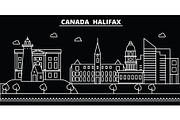 Halifax silhouette skyline. Canada - Halifax vector city, canadian linear architecture, buildings. Halifax travel illustration, outline landmarks. Canada flat icon, canadian line banner