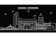 Winnipeg silhouette skyline. Canada - Winnipeg vector city, canadian linear architecture, buildings. Winnipeg travel illustration, outline landmarks. Canada flat icon, canadian line banner