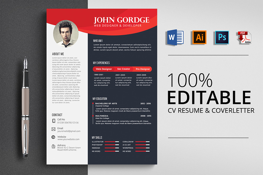 CV Resume Office Word in Resume Templates - product preview 8