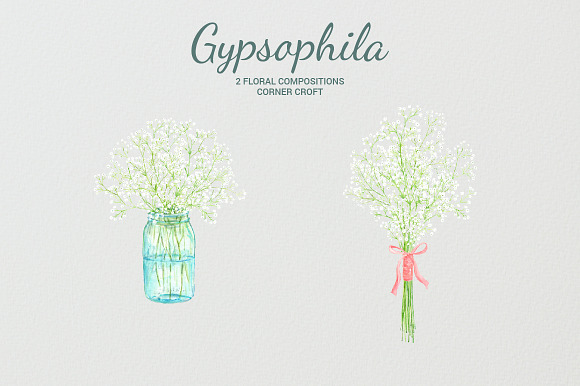 Watercolor Gypsophila Baby's Breath in Illustrations - product preview 2
