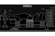 Angola silhouette skyline. Angola vector city, angolan linear architecture, buildingline travel illustration, landmarkflat icon, angolan outline design banner