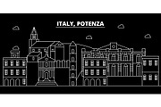 Potenza silhouette skyline. Italy - Potenza vector city, italian linear architecture, buildings. Potenza travel illustration, outline landmarks. Italy flat icon, italian line banner