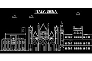 Siena silhouette skyline. Italy - Siena vector city, italian linear architecture, buildings. Siena travel illustration, outline landmarks. Italy flat icon, italian line banner