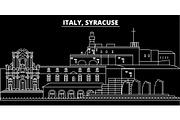 Syracuse silhouette skyline. Italy - Syracuse vector city, italian linear architecture, buildings. Syracuse travel illustration, outline landmarks. Italy flat icon, italian line banner