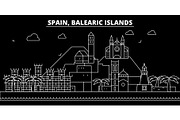 Balearic Islands silhouette skyline. Spain - Balearic Islands vector city, spanish linear architecture. Balearic Islands travel illustration, outline landmarks. Spain flat icon, spanish line banner