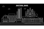 Dayton silhouette skyline. USA - Dayton vector city, american linear architecture, buildings. Dayton travel illustration, outline landmarks. USA flat icon, american line banner