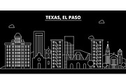 El Paso silhouette skyline. USA - El Paso vector city, american linear architecture, buildings. El Paso travel illustration, outline landmarks. USA flat icon, american line banner