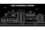 Fort Lauderdale silhouette skyline. USA - Fort Lauderdale vector city, american linear architecture,. Fort Lauderdale travel illustration, outline landmarks. USA flat icon, american line banner