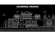 Richmond silhouette skyline. USA - Richmond vector city, american linear architecture, buildings. Richmond travel illustration, outline landmarks. USA flat icon, american line banner