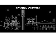 Riverside silhouette skyline. USA - Riverside vector city, american linear architecture, buildings. Riverside travel illustration, outline landmarks. USA flat icon, american line banner