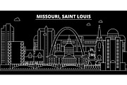 Saint Louis silhouette skyline. USA - Saint Louis vector city, american linear architecture, buildings. Saint Louis travel illustration, outline landmarks. USA flat icon, american line banner