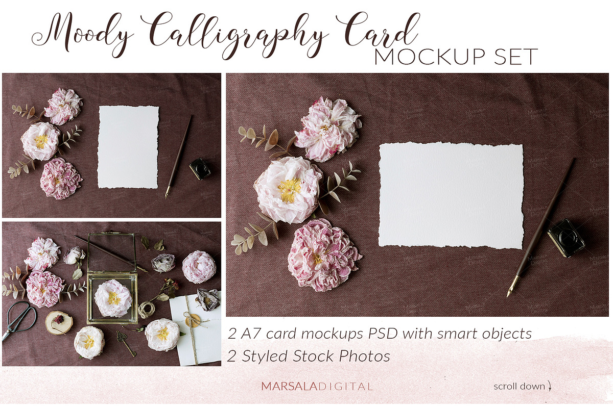 Moody Calligraphy Mockup Set in Product Mockups - product preview 8