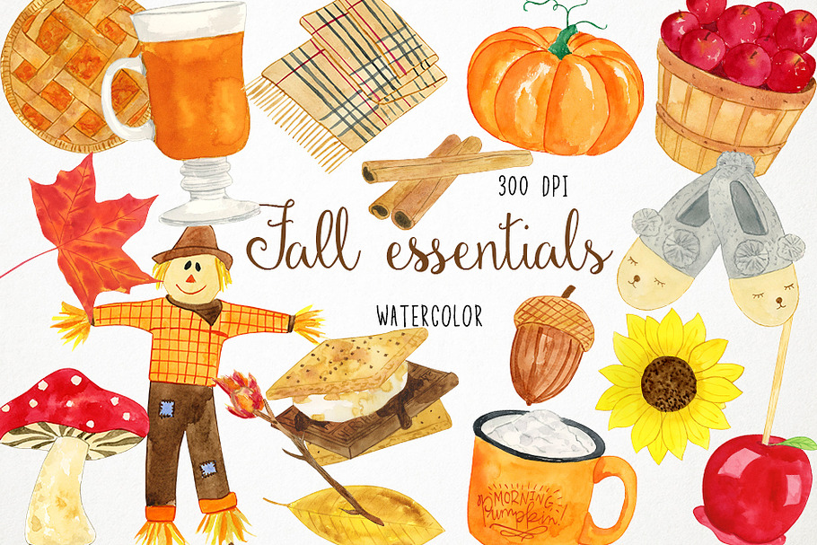 Watercolor Fall Clipart in Illustrations - product preview 8