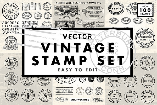 Vector Vintage Stamp Set