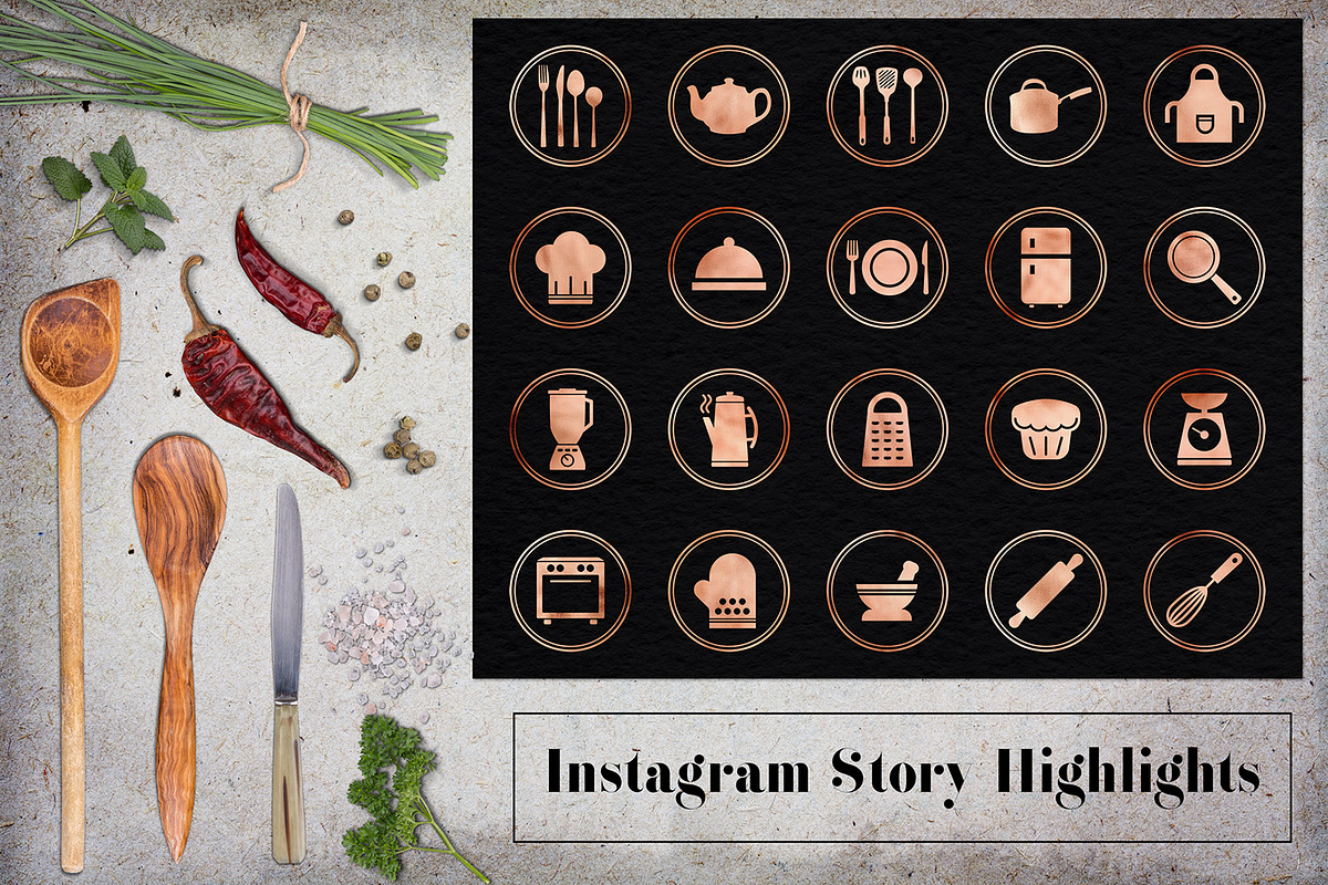 Kitchen Utensils Instagram Icons in Instagram Templates - product preview 8