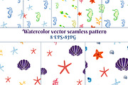 8 watercolor sea seamless pattern