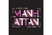 Manhattan New York vector t-shirt and apparel geometric design, 