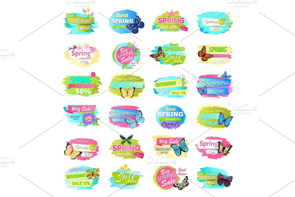 Spring Collection of Banners Vector Illustration in Illustrations - product preview 8