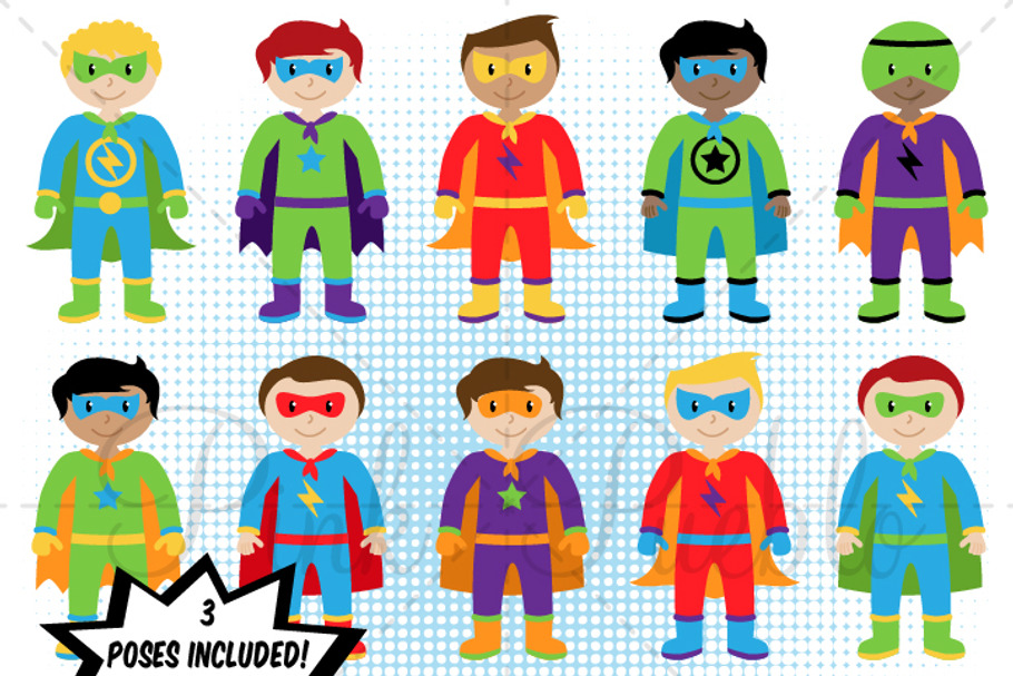 Boy Superhero Clipart & Vectors