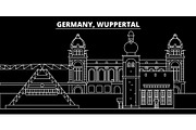 Wuppertal silhouette skyline. Germany - Wuppertal vector city, german linear architecture, buildings. Wuppertal travel illustration, outline landmarks. Germany flat icon, german line banner