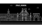 Rimini silhouette skyline. Italy - Rimini vector city, italian linear architecture, buildings. Rimini travel illustration, outline landmarks. Italy flat icon, italian line banner